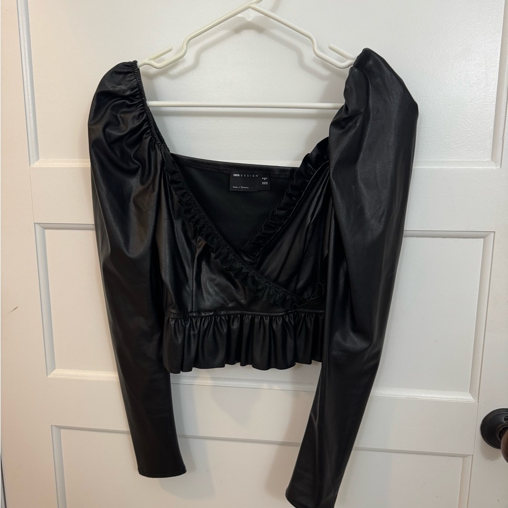 ASOS Black Faux Leather Blouse